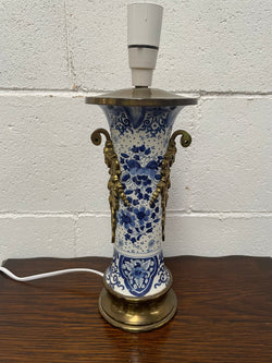 Vintage Delft Blue & White China & Brass Lamp | Antique & Vintage | Moonee Ponds Antiques | Australia Wide Delivery