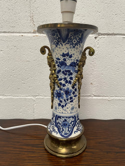 Vintage Delft Blue & White China & Brass Lamp | Antique & Vintage | Moonee Ponds Antiques | Australia Wide Delivery