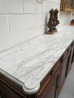 Hard to Find French Louis XVI Style Mahogany Marble Top Four Door Sideboard | Antique & Vintage | Moonee Ponds Antiques | Australia Wide Delivery