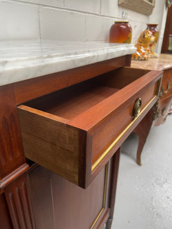 Hard to Find French Louis XVI Style Mahogany Marble Top Four Door Sideboard | Antique & Vintage | Moonee Ponds Antiques | Australia Wide Delivery