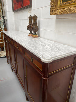 Hard to Find French Louis XVI Style Mahogany Marble Top Four Door Sideboard | Antique & Vintage | Moonee Ponds Antiques | Australia Wide Delivery