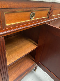 Hard to Find French Louis XVI Style Mahogany Marble Top Four Door Sideboard | Antique & Vintage | Moonee Ponds Antiques | Australia Wide Delivery