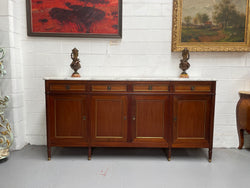 Hard to Find French Louis XVI Style Mahogany Marble Top Four Door Sideboard | Antique & Vintage | Moonee Ponds Antiques | Australia Wide Delivery