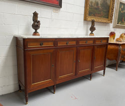 Hard to Find French Louis XVI Style Mahogany Marble Top Four Door Sideboard | Antique & Vintage | Moonee Ponds Antiques | Australia Wide Delivery