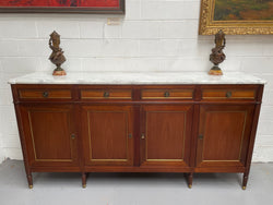 Hard to Find French Louis XVI Style Mahogany Marble Top Four Door Sideboard | Antique & Vintage | Moonee Ponds Antiques | Australia Wide Delivery