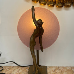 Gorgeous bronze and art glass Diana lamp. It has been rewired to Australian standards and is in good original working condition.