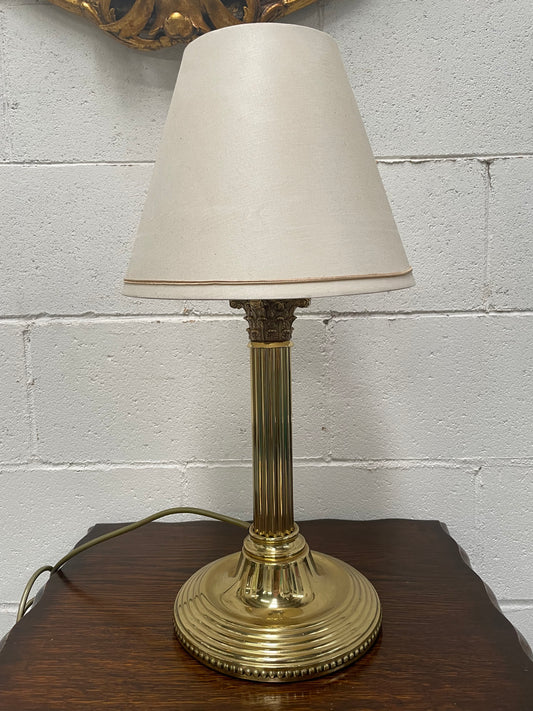 Vintage Brass Corinthian Column Electrified Table Lamp