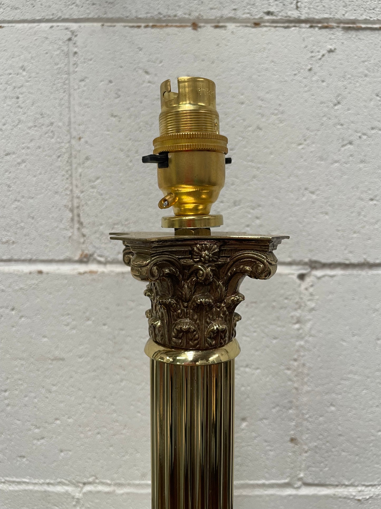Vintage Brass Corinthian Column Electrified Table Lamp
