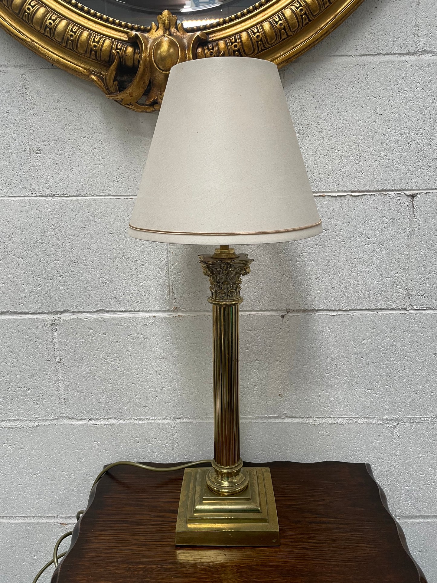 Antique Corinthian Coulmn Brass Electrified Table Lamp