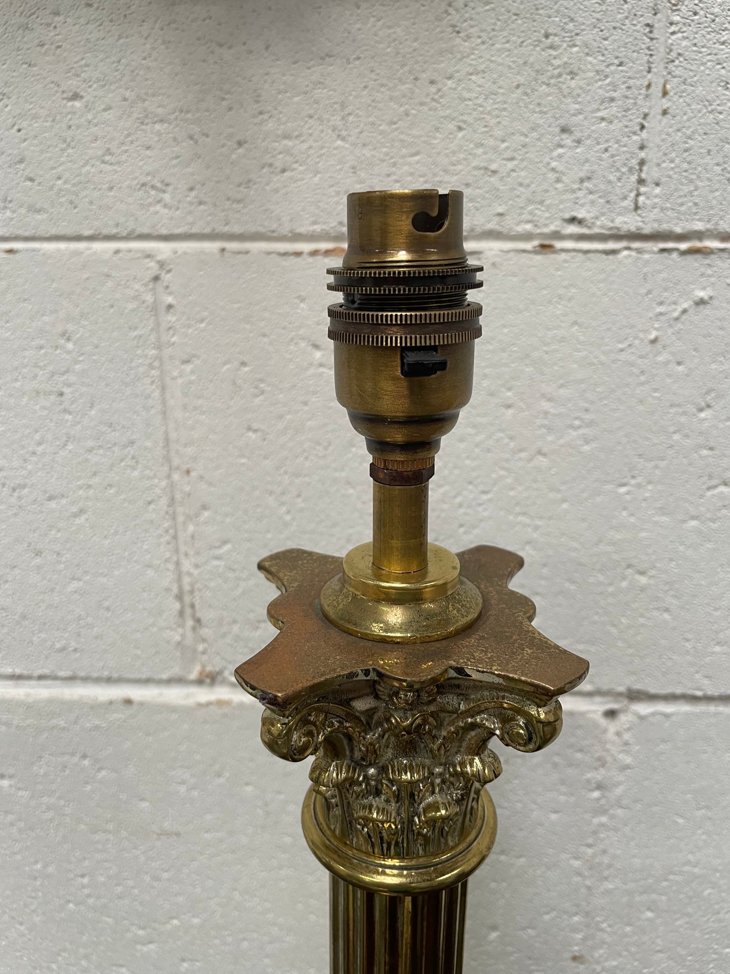 Antique Corinthian Coulmn Brass Electrified Table Lamp