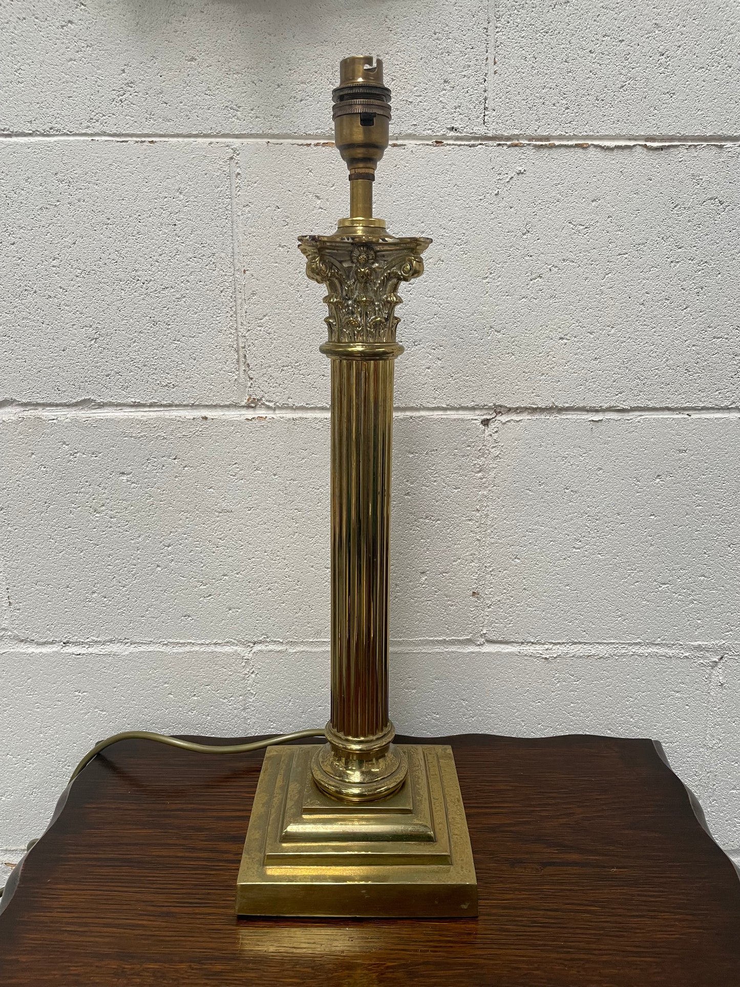 Antique Corinthian Coulmn Brass Electrified Table Lamp