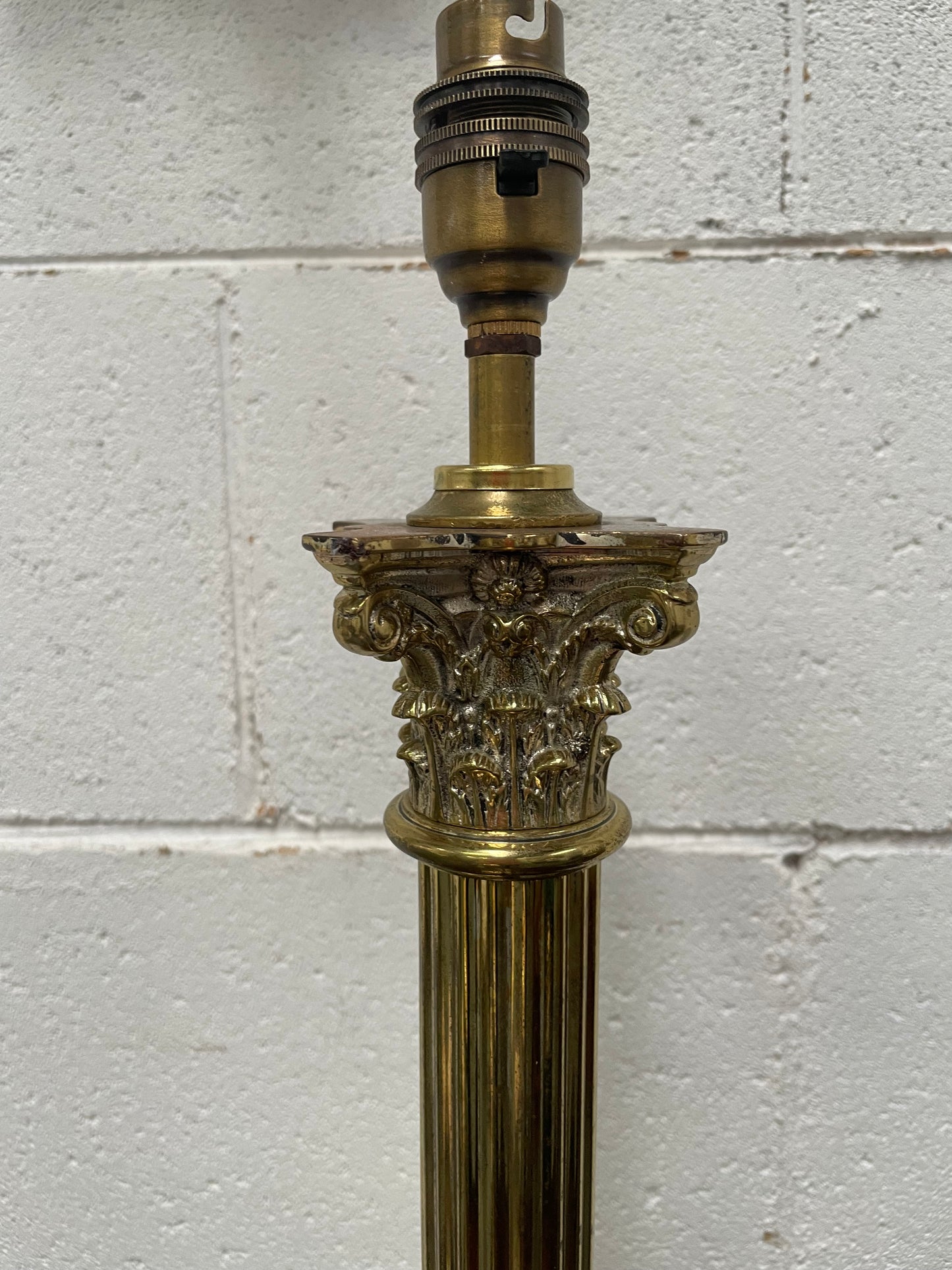 Antique Corinthian Coulmn Brass Electrified Table Lamp