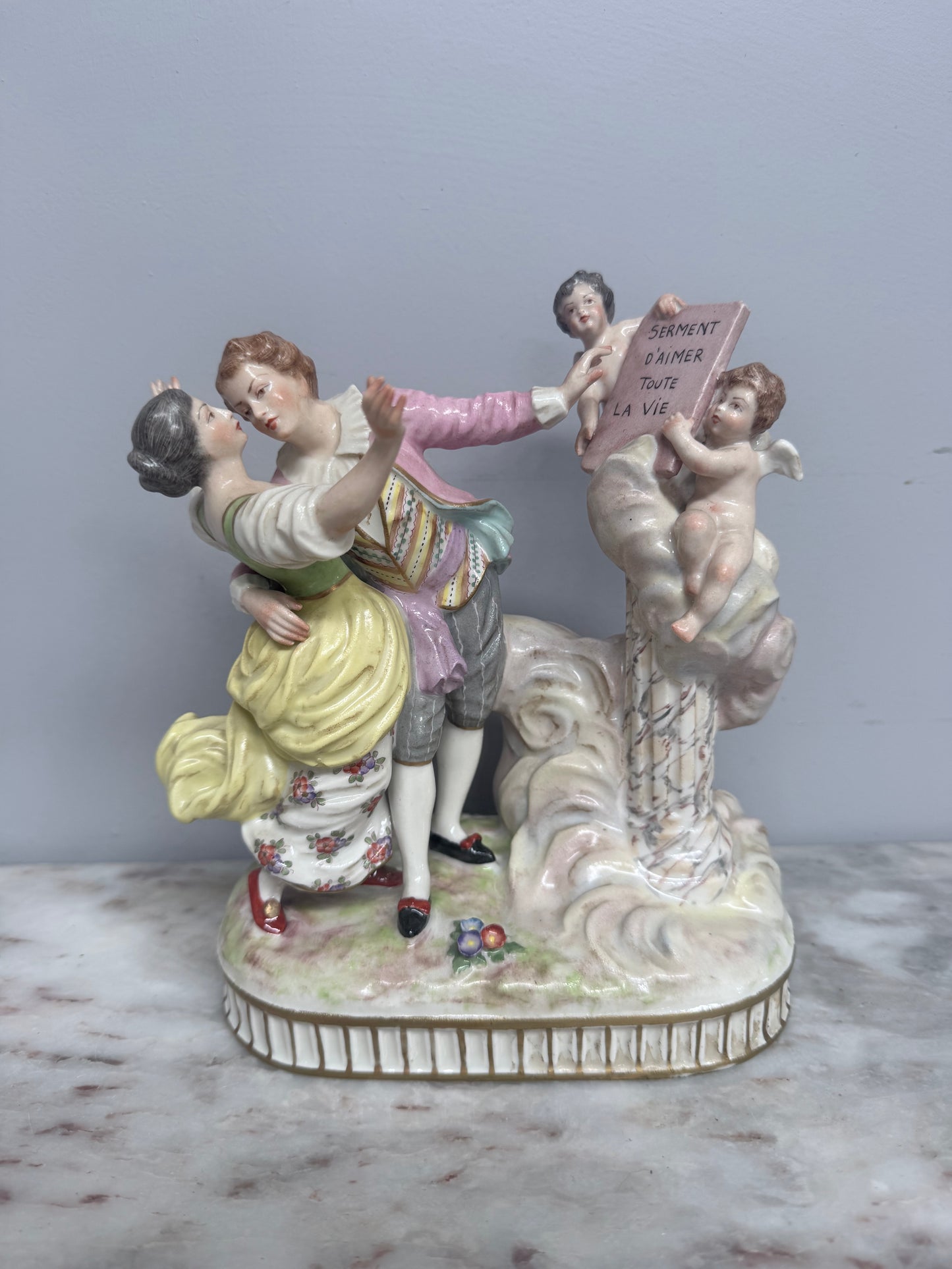 French Signed Porcelain Figurine Group
