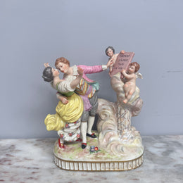 French Signed Porcelain Figurine Group