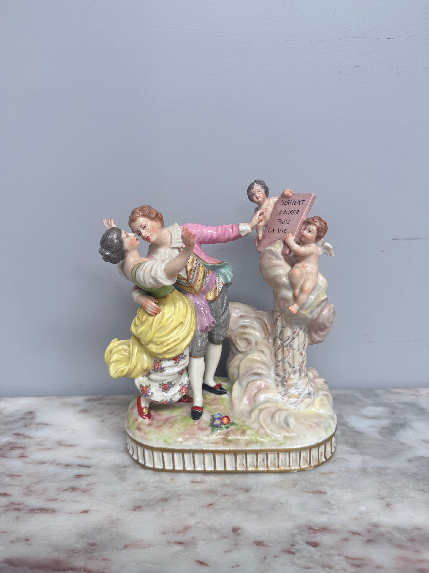 French Signed Porcelain Figurine Group