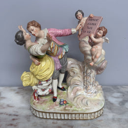 French Signed Porcelain Figurine Group
