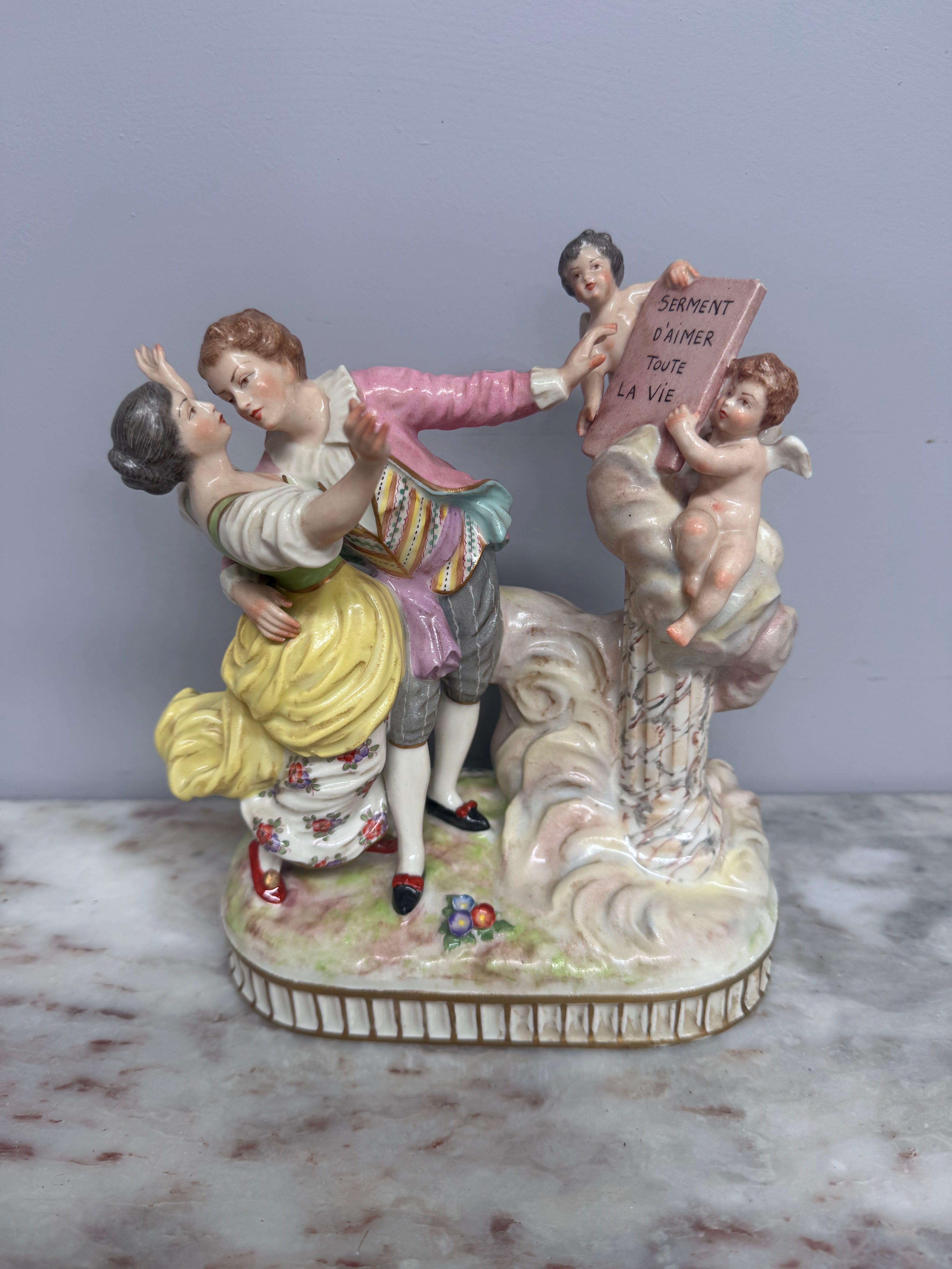French Signed Porcelain Figurine Group