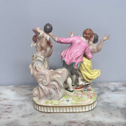 French Signed Porcelain Figurine Group