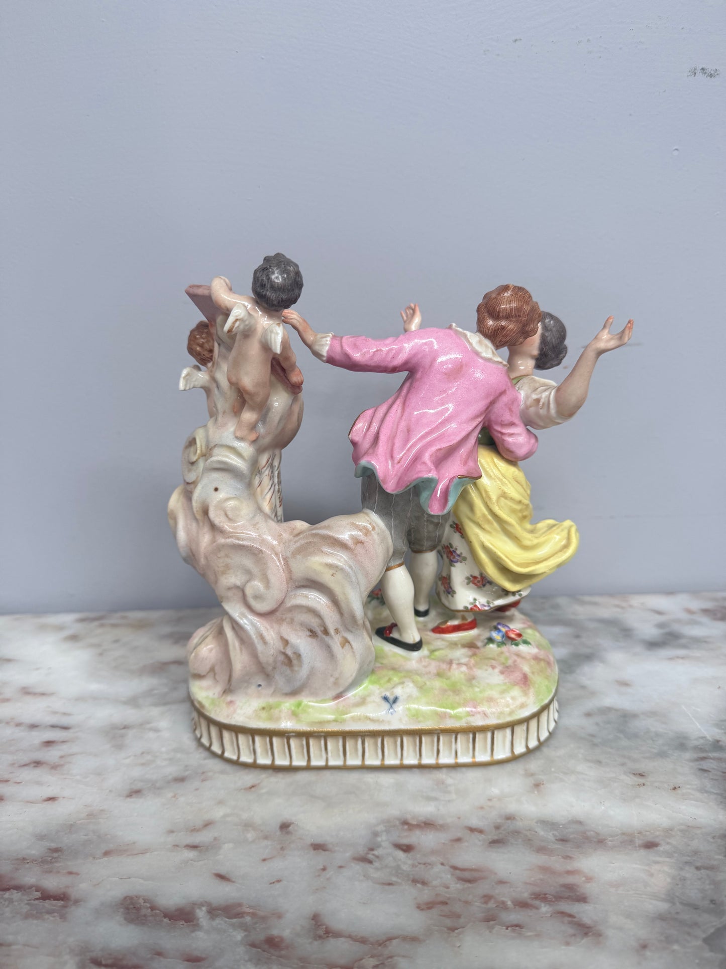 French Signed Porcelain Figurine Group