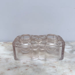 Vintage Glass Double Inkwell & Nib Holder