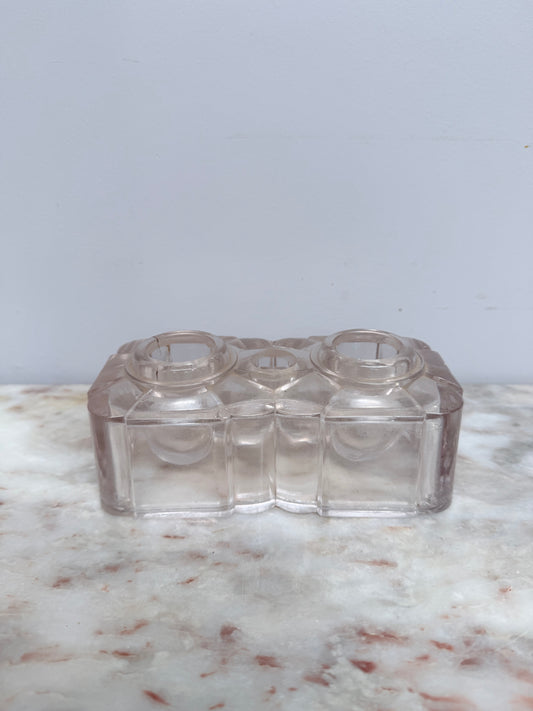 Vintage Glass Double Inkwell & Nib Holder