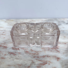 Vintage Glass Double Inkwell & Nib Holder