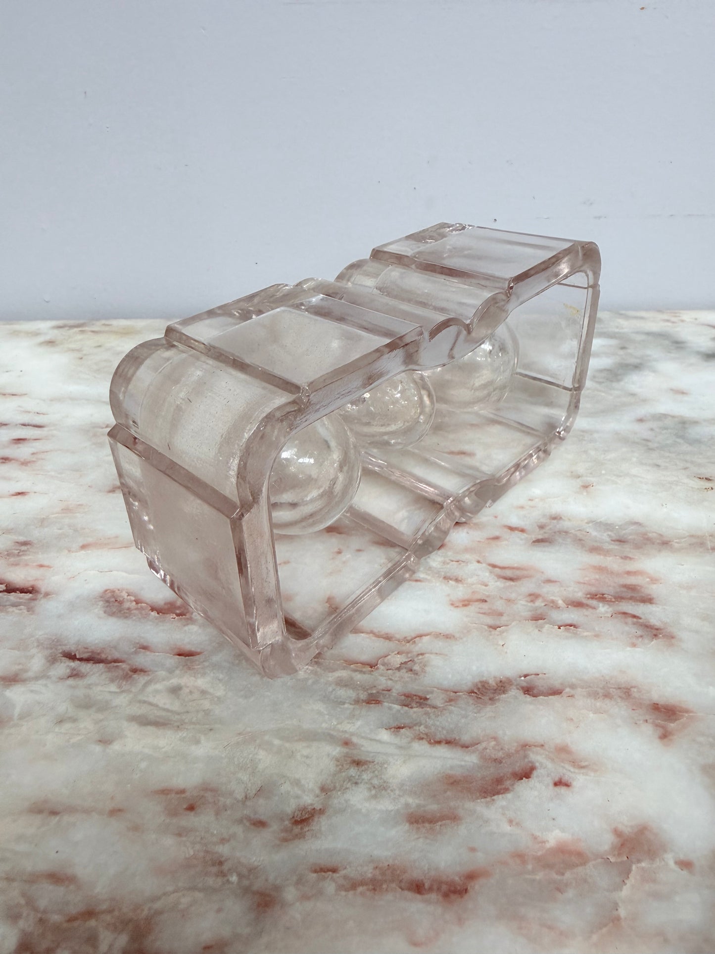 Vintage Glass Double Inkwell & Nib Holder