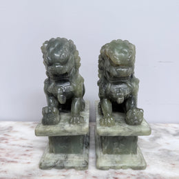 Pair of Carved Soapstone Chinese Foo Dogs