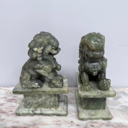Pair of Carved Soapstone Chinese Foo Dogs