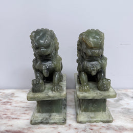 Pair of Carved Soapstone Chinese Foo Dogs