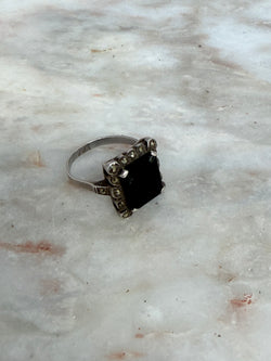 Vintage Onyx & Marcasite Silver Ring | Antique & Vintage | Moonee Ponds Antiques | Australia Wide Delivery