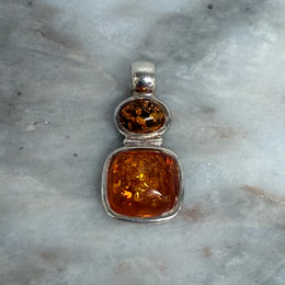 Charming Silver and Baltic Amber Pendant