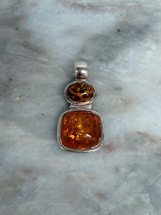 Charming Silver and Baltic Amber Pendant