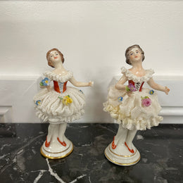 Pair of Dresden Lace Figurine