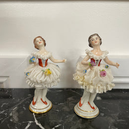 Pair of Dresden Lace Figurine