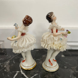 Pair of Dresden Lace Figurine