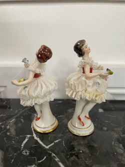 Pair of Dresden Lace Figurine | Antique & Vintage | Moonee Ponds Antiques | Australia Wide Delivery