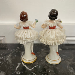 Pair of Dresden Lace Figurine