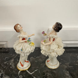 Pair of Dresden Lace Figurine