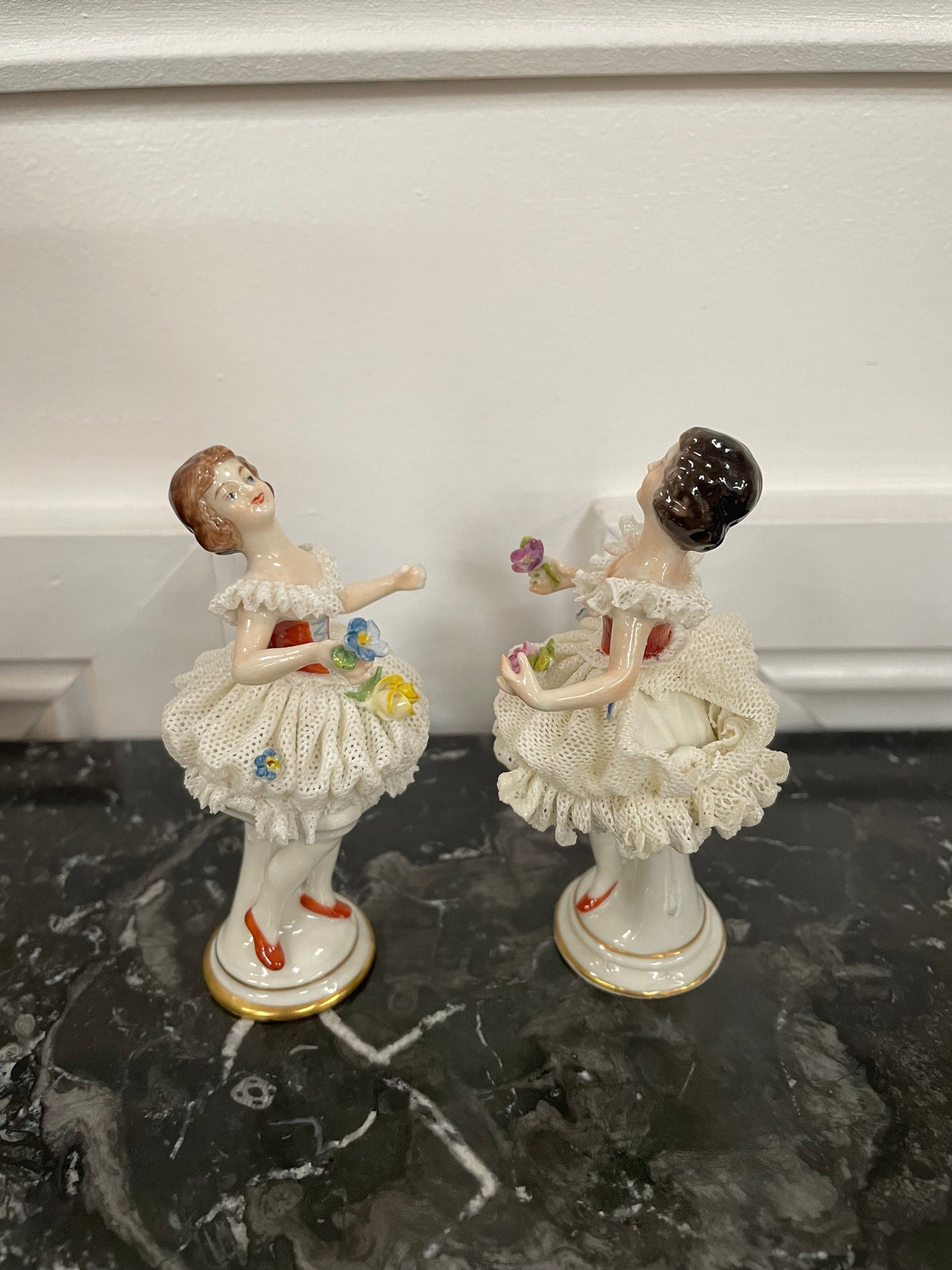 Pair of Dresden Lace Figurine