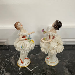 Pair of Dresden Lace Figurine