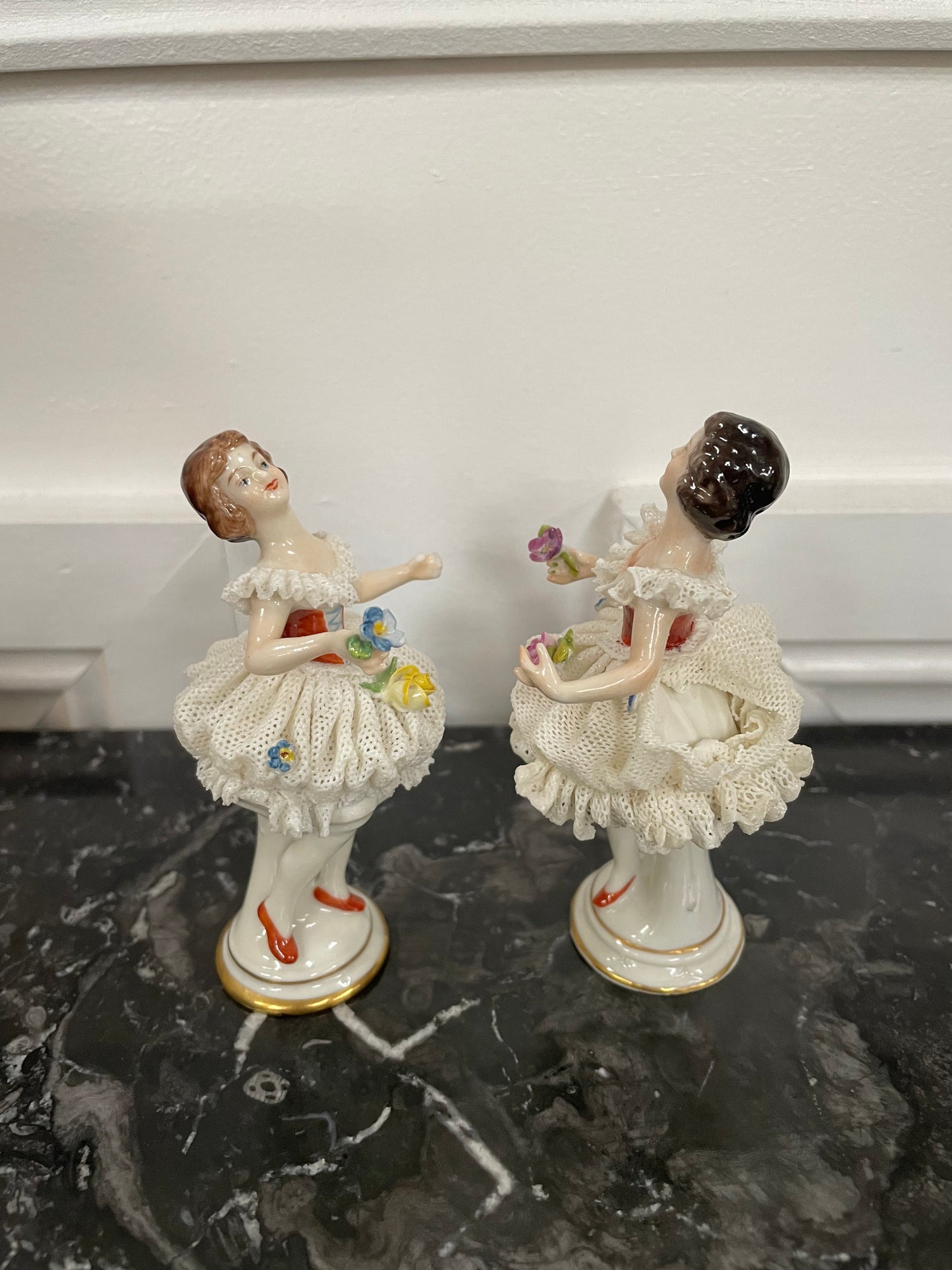 Pair of Dresden Lace Figurine