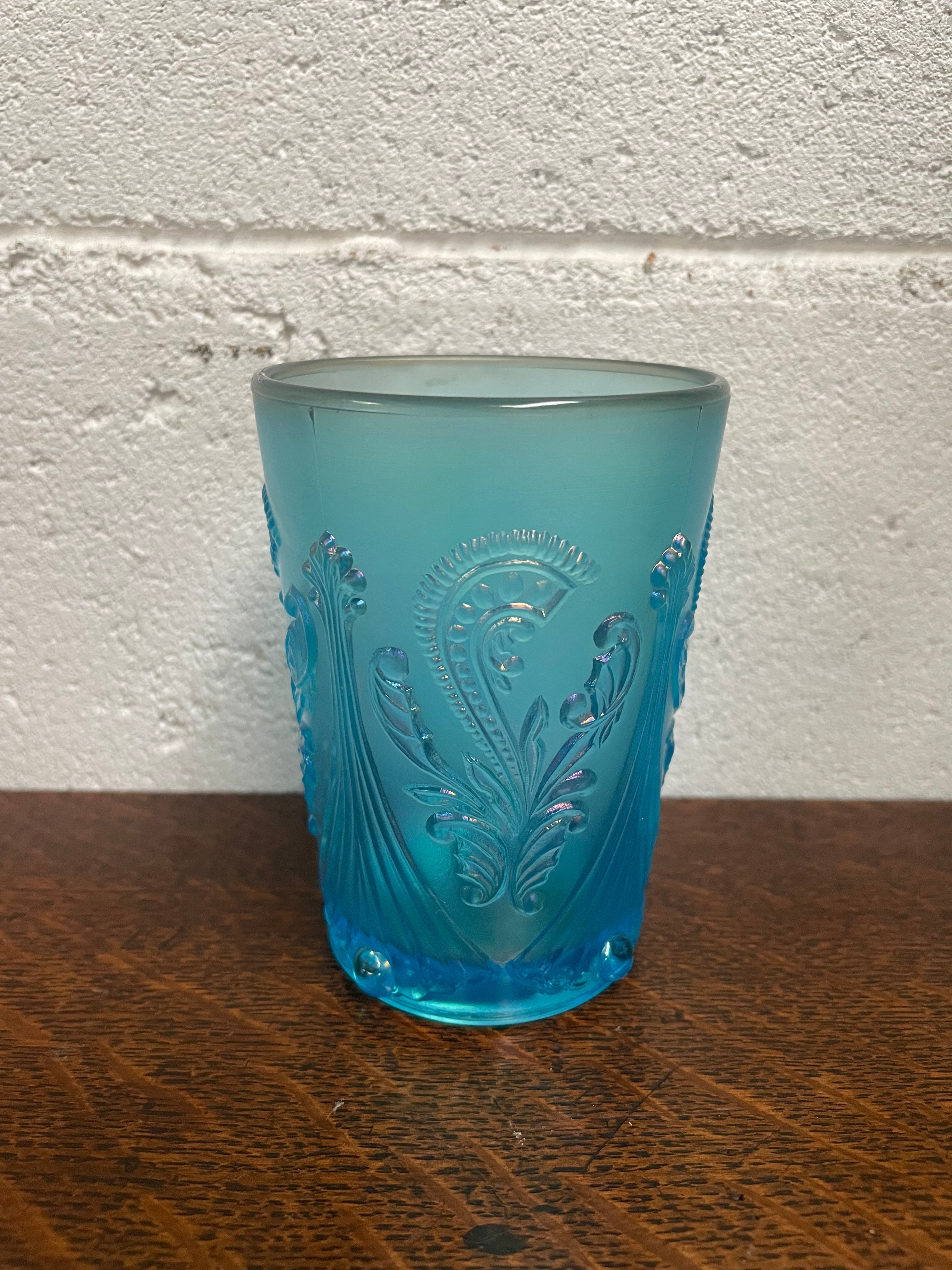 Ice Blue Carnival Glass Tumbler Cup | Antique & Vintage | Moonee Ponds Antiques | Australia Wide Delivery