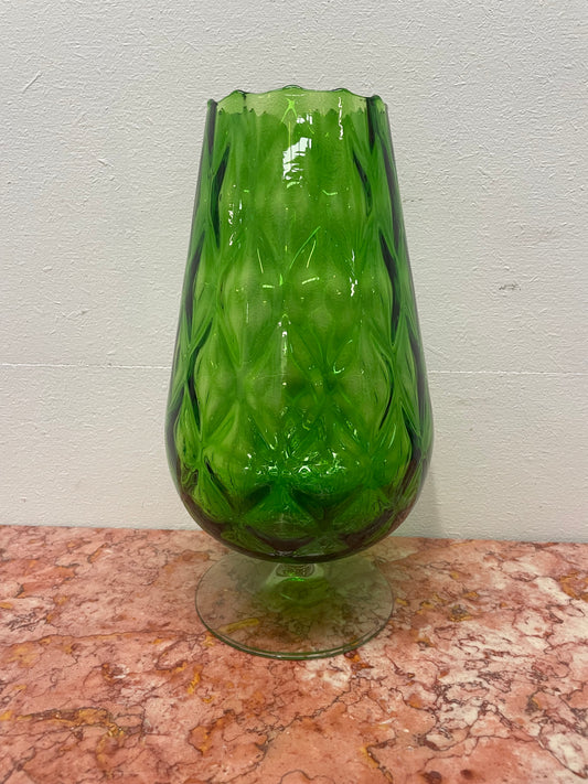 Large Vintage Green Empoli Glass Vase