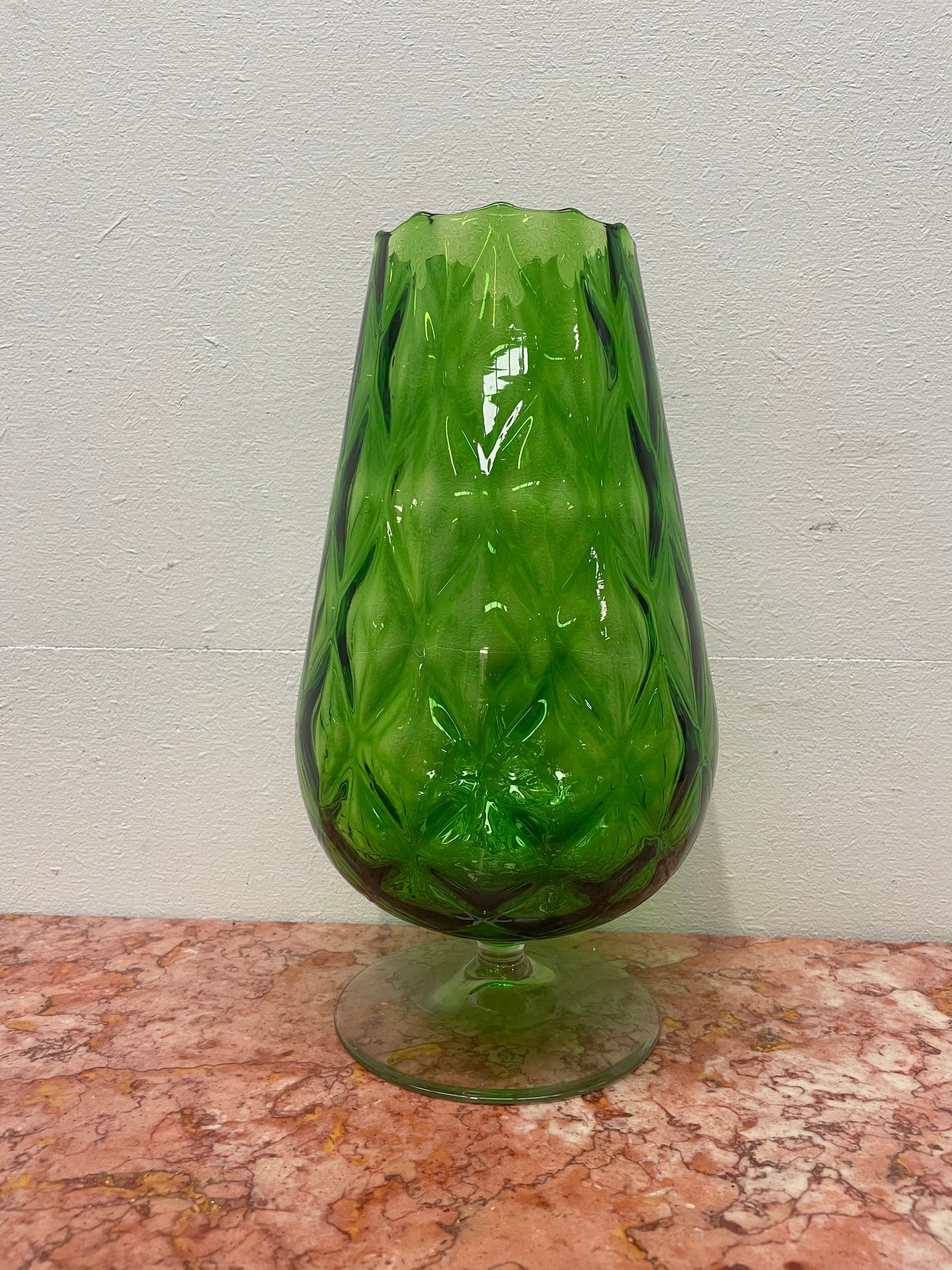 Large Vintage Green Empoli Glass Vase