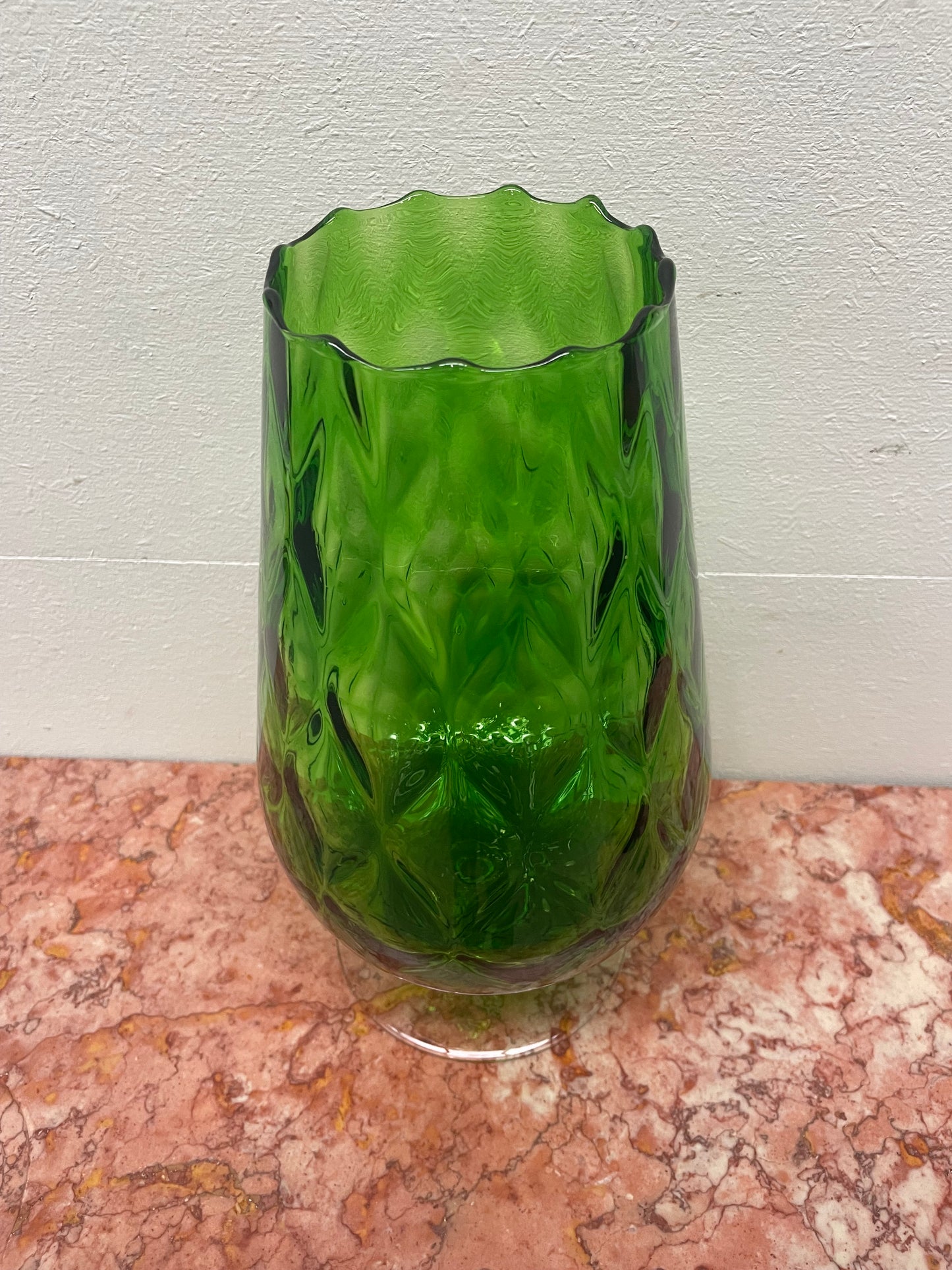 Large Vintage Green Empoli Glass Vase