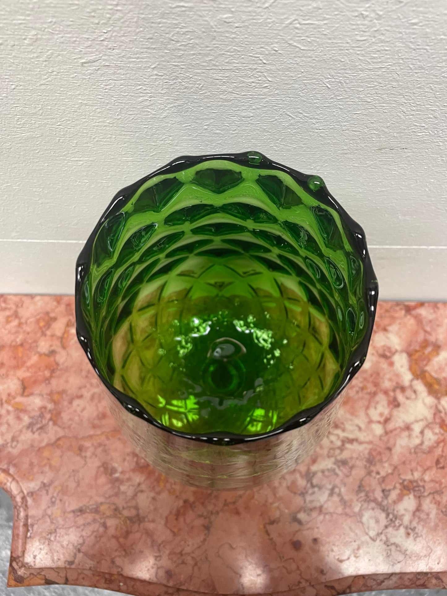 Large Vintage Green Empoli Glass Vase