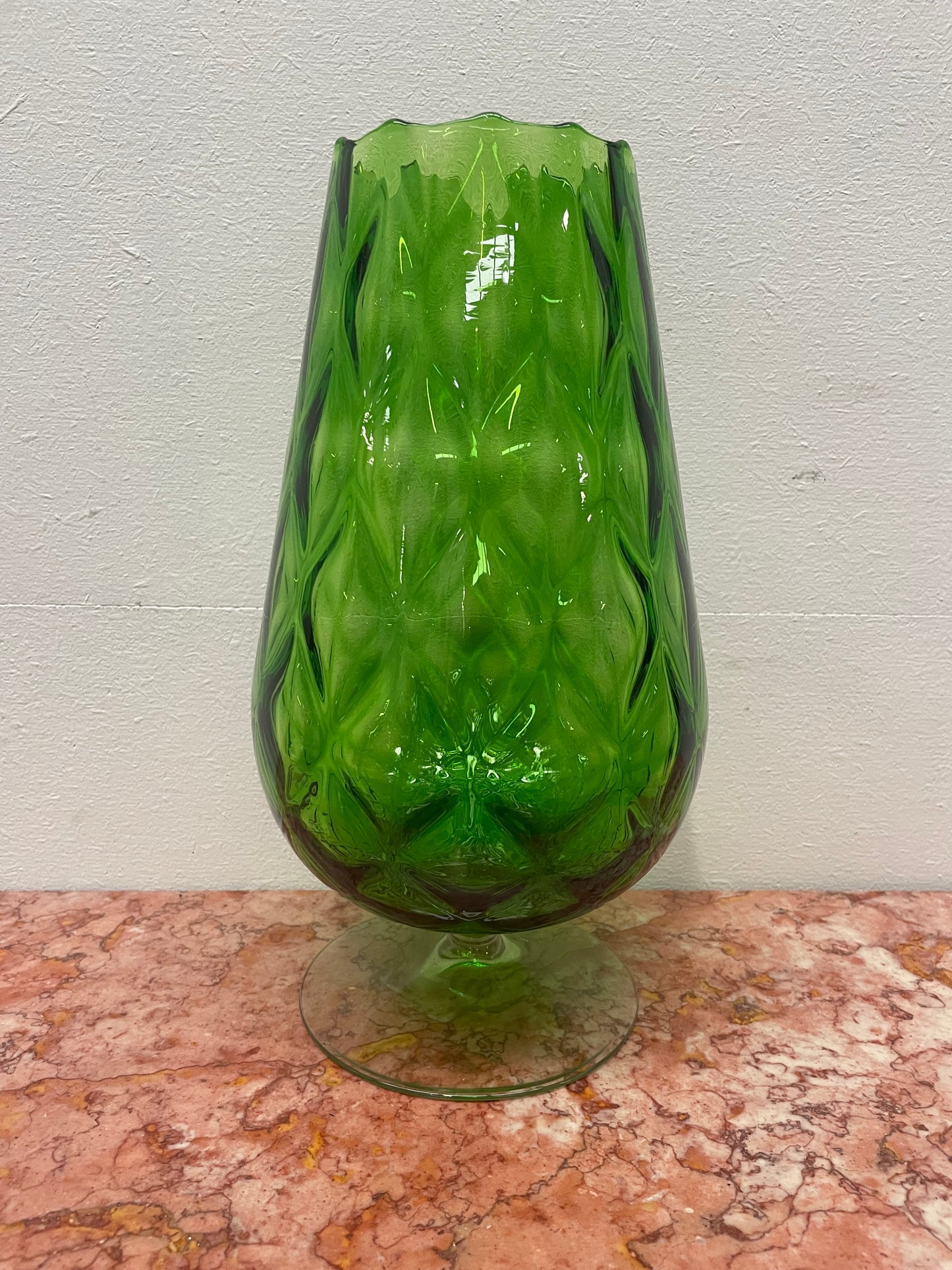 Large Vintage Green Empoli Glass Vase