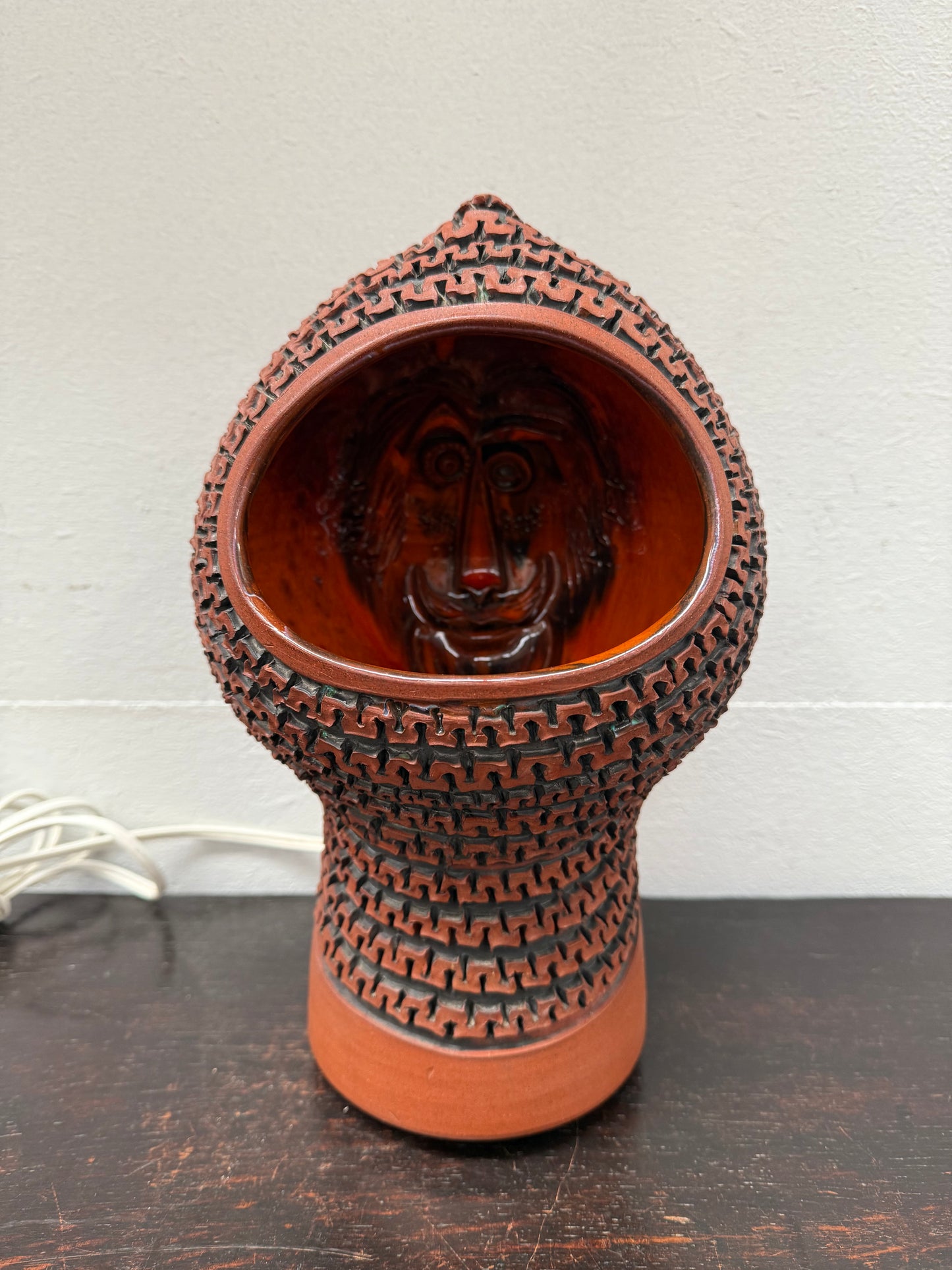 Rare Poole Pottery Hand Made "Atlantis" Helmut Lamp by Guy Sydenham