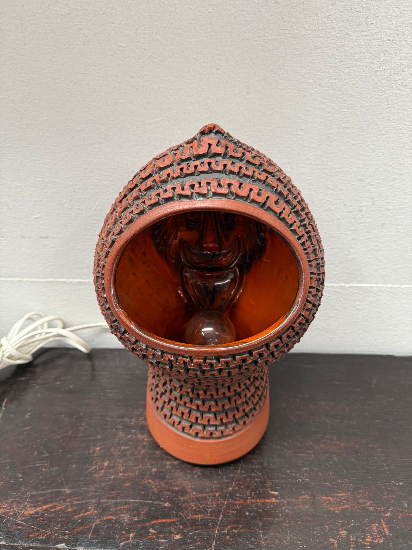 Rare Poole Pottery Hand Made "Atlantis" Helmut Lamp by Guy Sydenham